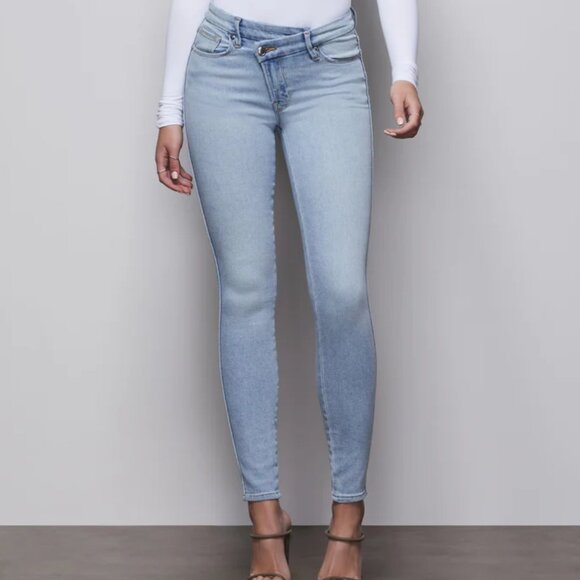 GOOD AMERICAN GOOD CURVE SKINNY CROSS OVER JEAN STRETCH DENIM ANKLE HIGH RISE 12